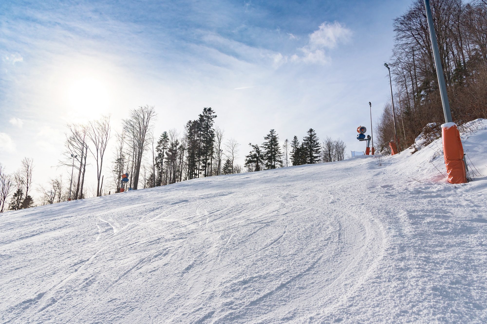 Ski slope on Jaworzyna Krynicka mountain in Poland